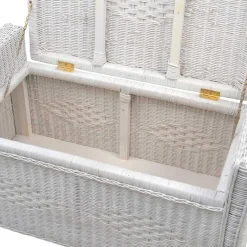 Online Wohnen Weiße Rattan Truhe - auch zum Sitzen - Ravencos