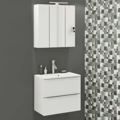 Best Wohnen Weiße Waschkonsole & Spiegelschrank - Livendas (zweiteilig)