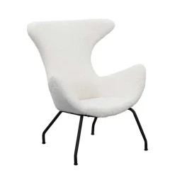 Best Wohnen Weißer Design Ohrensessel mit Plüschbezug - Nicrobar