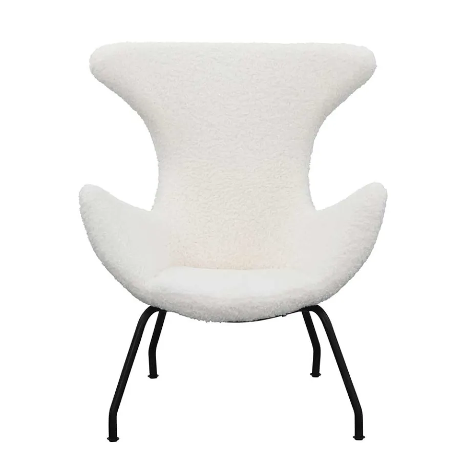Best Wohnen Weißer Design Ohrensessel mit Plüschbezug - Nicrobar