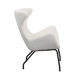 Best Wohnen Weißer Design Ohrensessel mit Plüschbezug - Nicrobar