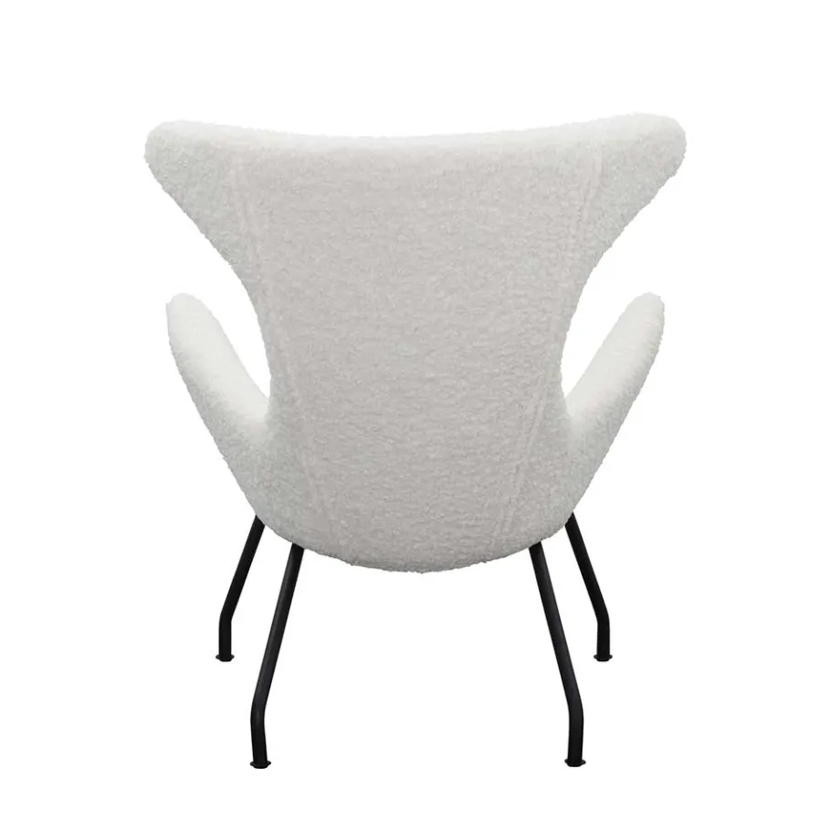 Best Wohnen Weißer Design Ohrensessel mit Plüschbezug - Nicrobar