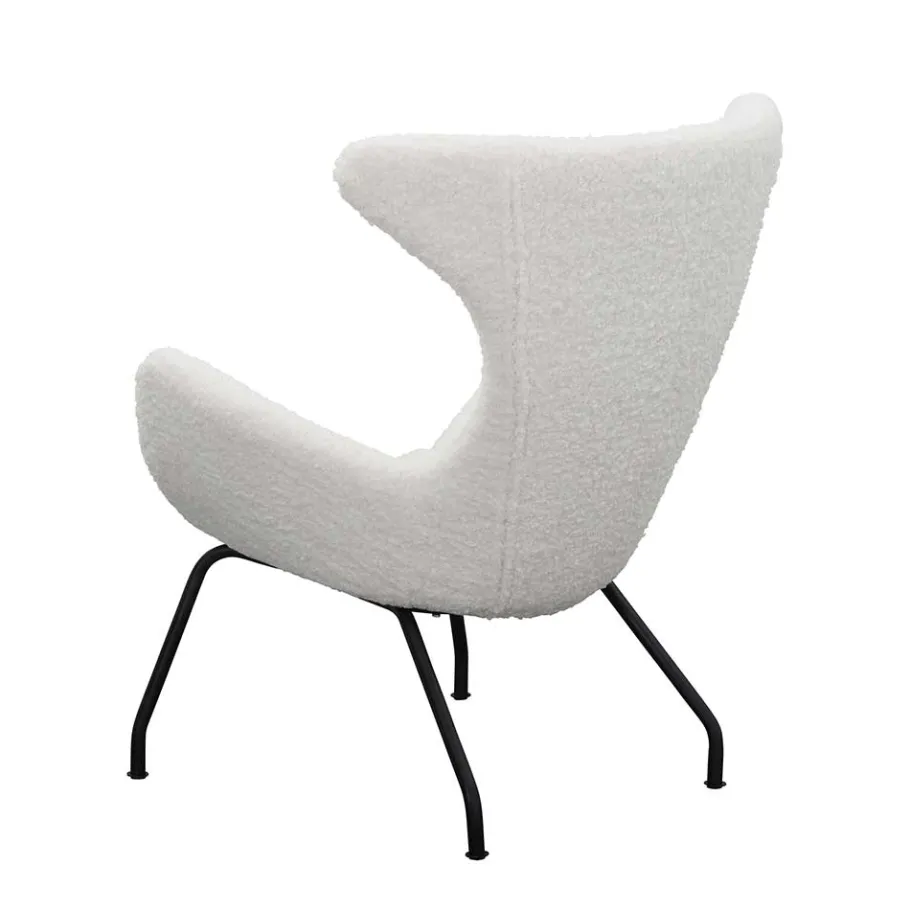 Best Wohnen Weißer Design Ohrensessel mit Plüschbezug - Nicrobar