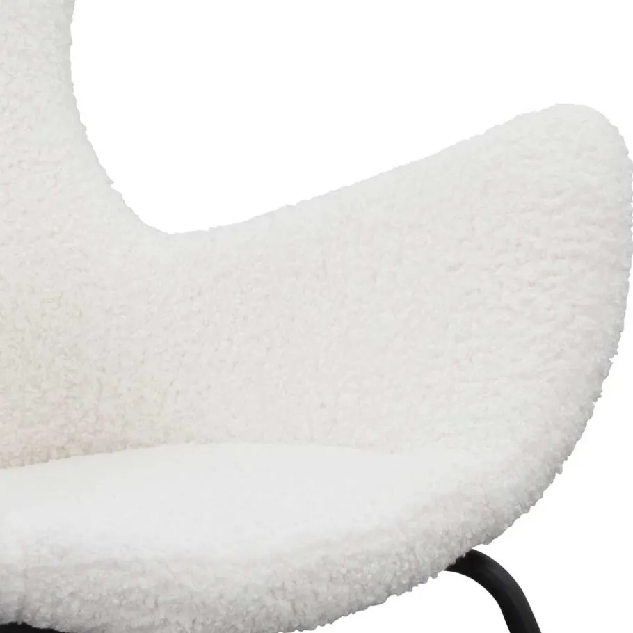 Best Wohnen Weißer Design Ohrensessel mit Plüschbezug - Nicrobar