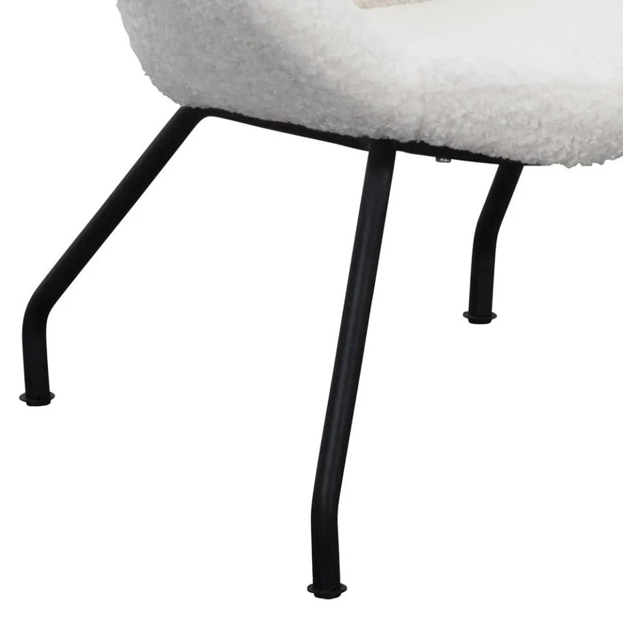 Best Wohnen Weißer Design Ohrensessel mit Plüschbezug - Nicrobar