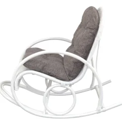 New Wohnen Weißer Schaukelstuhl aus Rattangeflecht - Vilatata