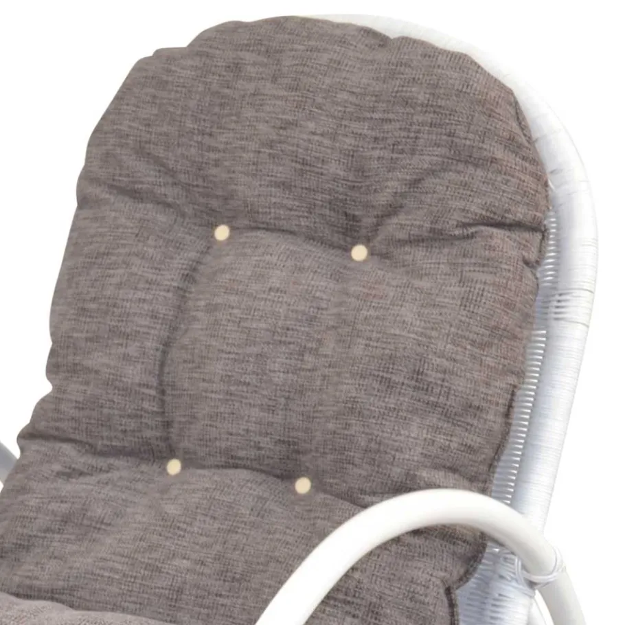 New Wohnen Weißer Schaukelstuhl aus Rattangeflecht - Vilatata