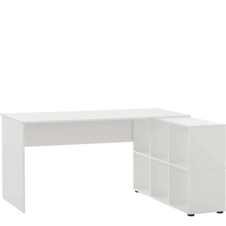 Sale Wohnen Weißer Schreibtisch mit seitlichem Regal - Obtin