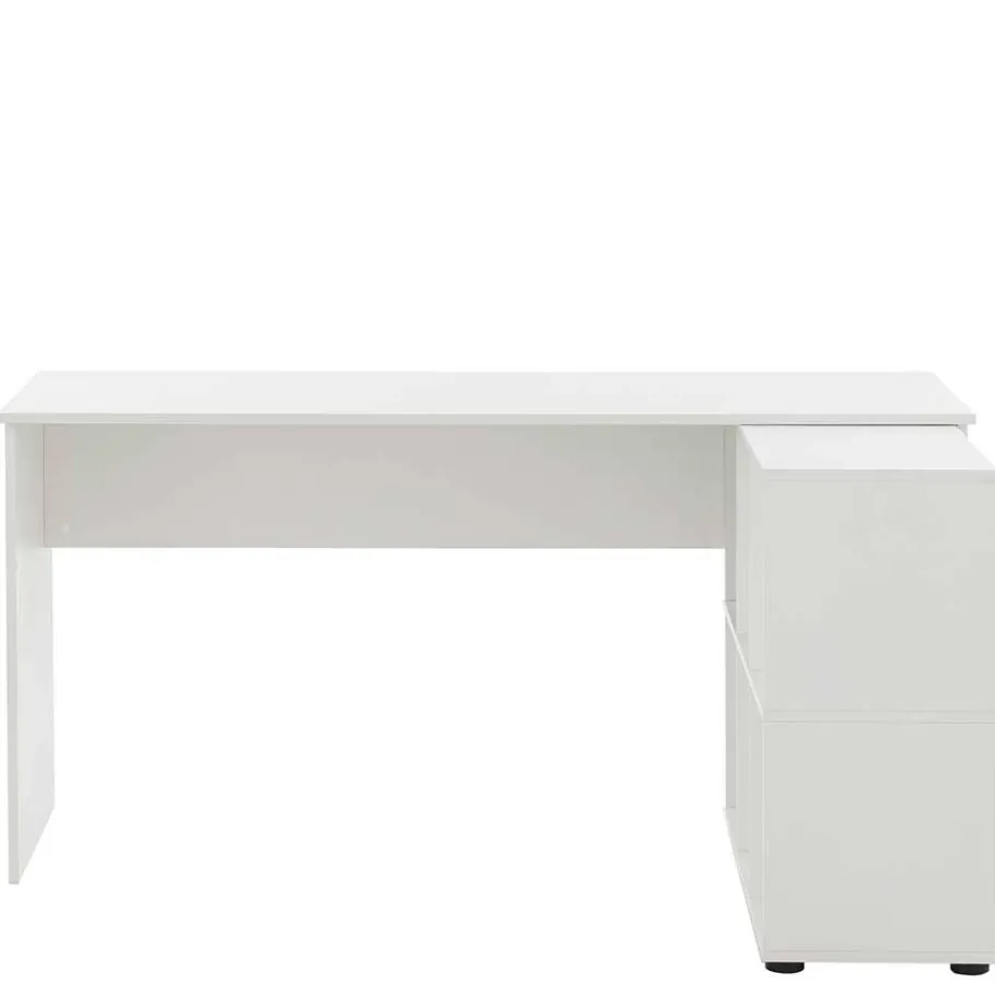 Sale Wohnen Weißer Schreibtisch mit seitlichem Regal - Obtin