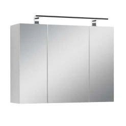 Clearance Wohnen Weißer Spiegelschrank mit LED Licht - 3-türig - Rumanian
