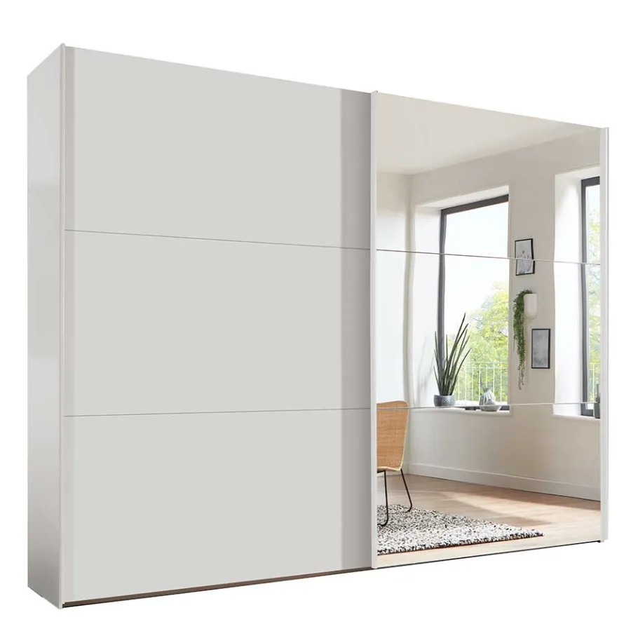 Best Wohnen Weißer 2-türiger Kleiderschrank mit Schiebetüren - Abelina