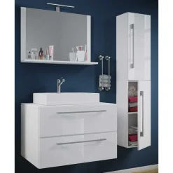 Online Wohnen Weißer Waschplatz & Hochschrank - Ipsum (dreiteilig)