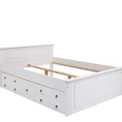 Hot Wohnen Weißes Bett & Nachttische - Velriva (dreiteilig)