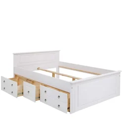 Hot Wohnen Weißes Bett & Nachttische - Velriva (dreiteilig)