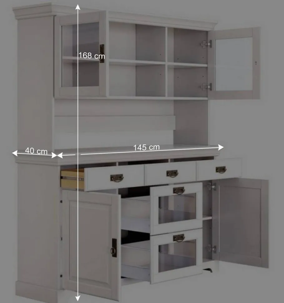 Discount Wohnen Weißes Buffet Schrank aus Kiefer massiv - Akbelev