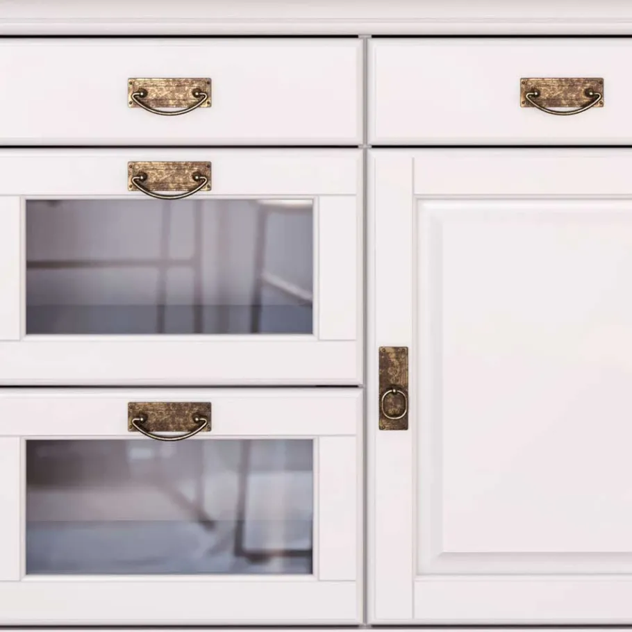 Discount Wohnen Weißes Buffet Schrank aus Kiefer massiv - Akbelev