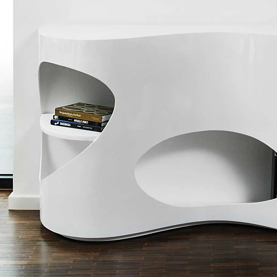 Hot Wohnen Weißes Design Hochglanzregal mit 5 Fächern - Scarula