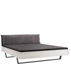 Hot Wohnen Weißes Designbett mit Stoff-Kopfteil - Fanos