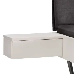 Hot Wohnen Weißes Designbett mit Stoff-Kopfteil - Fanos