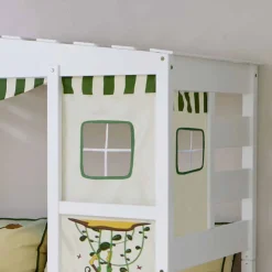 Outlet Wohnen Weißes Hausbett aus Kiefernholz 90x200 Drois mit Tier Motiven