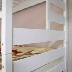 Outlet Wohnen Weißes Hausbett aus Kiefernholz 90x200 Drois mit Tier Motiven