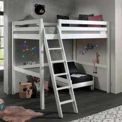 Hot Wohnen Weißes Hochbett & Sesselbett - Relisa (zweiteilig)