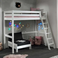 Hot Wohnen Weißes Hochbett & Sesselbett - Relisa (zweiteilig)