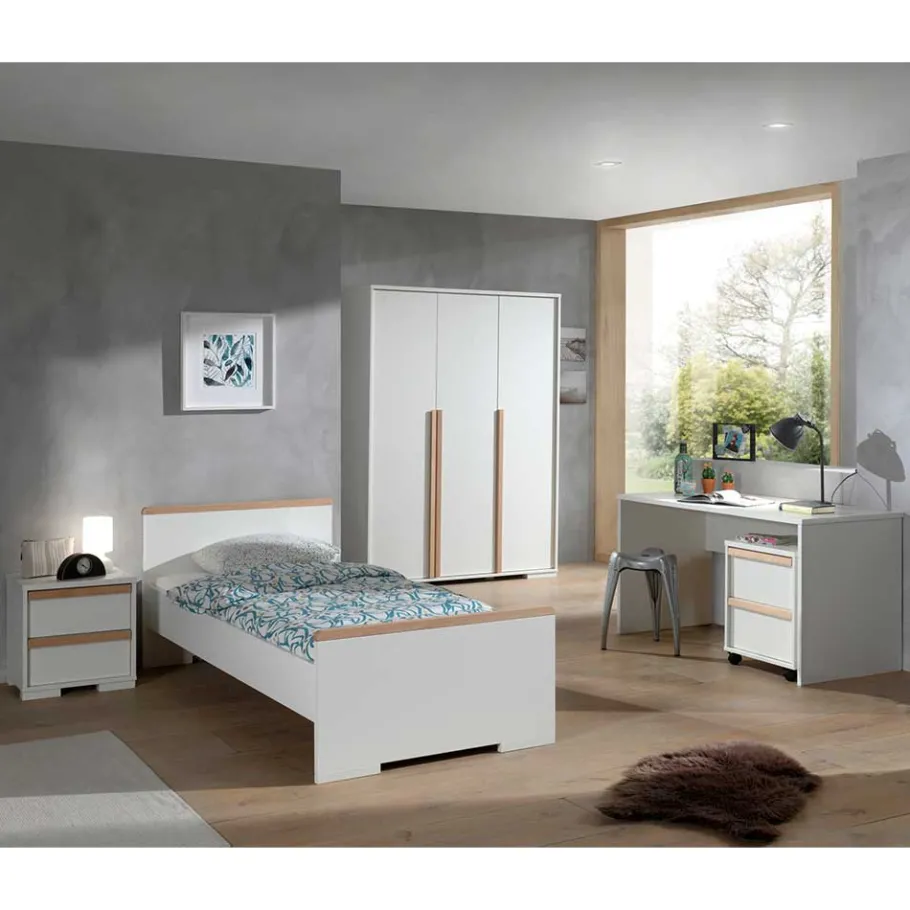 Hot Wohnen Weißes Jugendzimmer Möbel Kombi - Eldrus (fünfteilig)