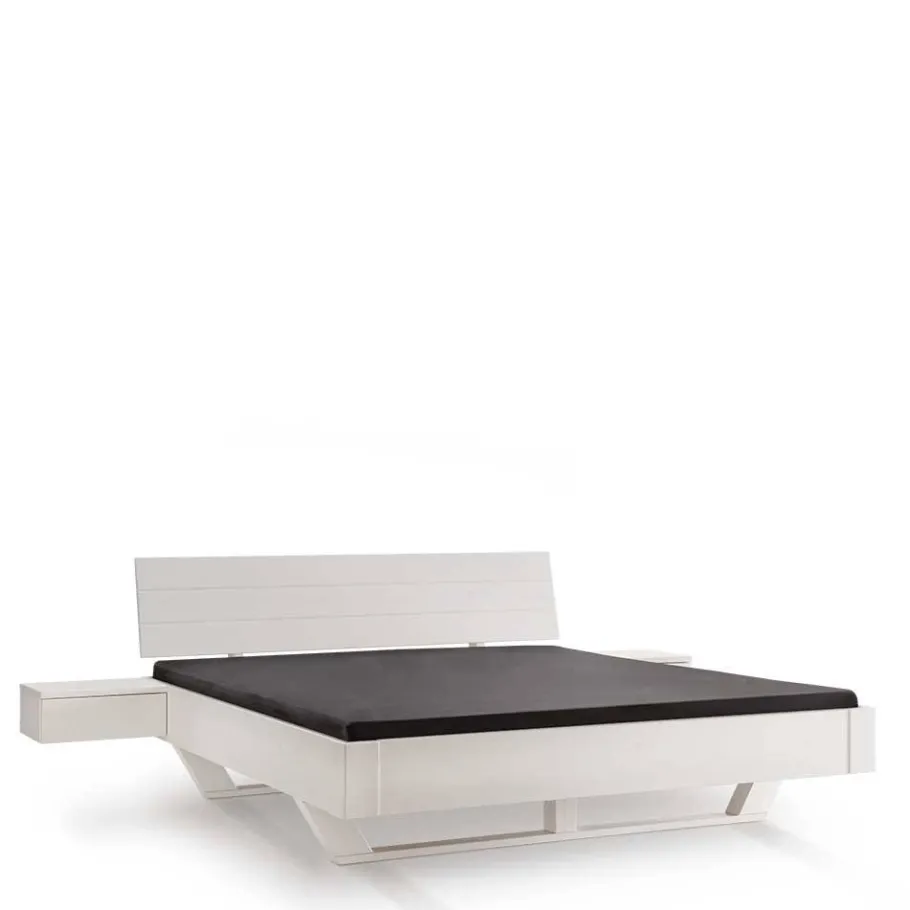 New Wohnen Weißes Kiefernholz-Bett mit Holzkufen - Ondeon