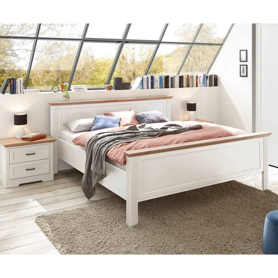 Outlet Wohnen Weißes Landhaus Schlafzimmer Set - Maggio (fünfteilig)
