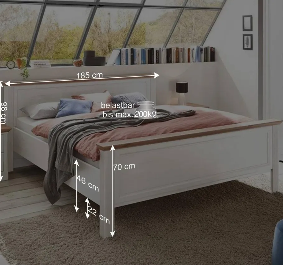 Outlet Wohnen Weißes Landhaus Schlafzimmer Set - Maggio (fünfteilig)