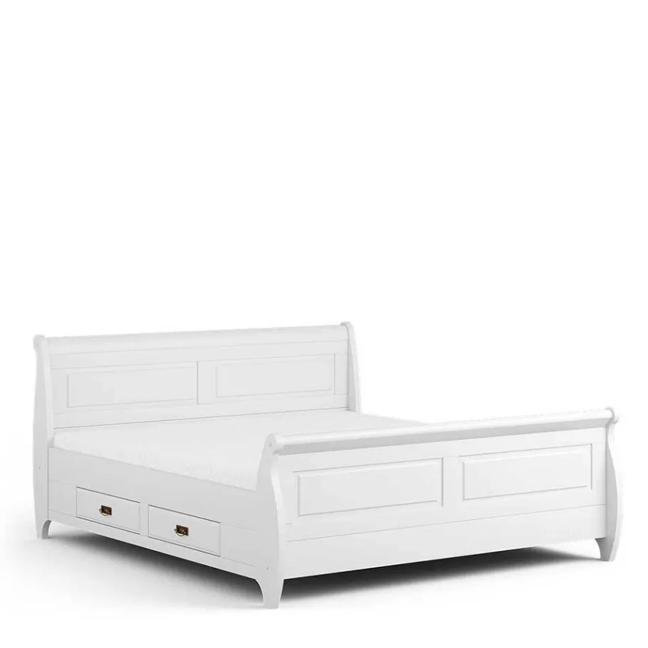Discount Wohnen Weißes Landhausbett mit Schubladen - Presto