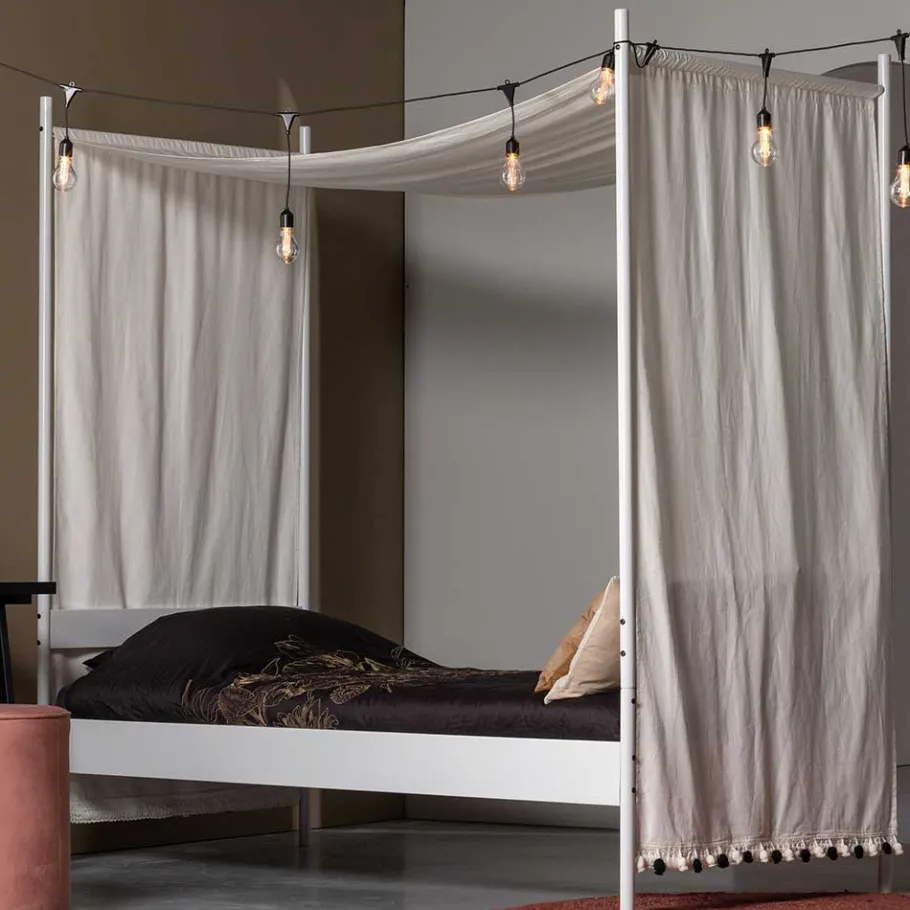 Best Wohnen Weißes Metallbett mit Baldachin - Jenva