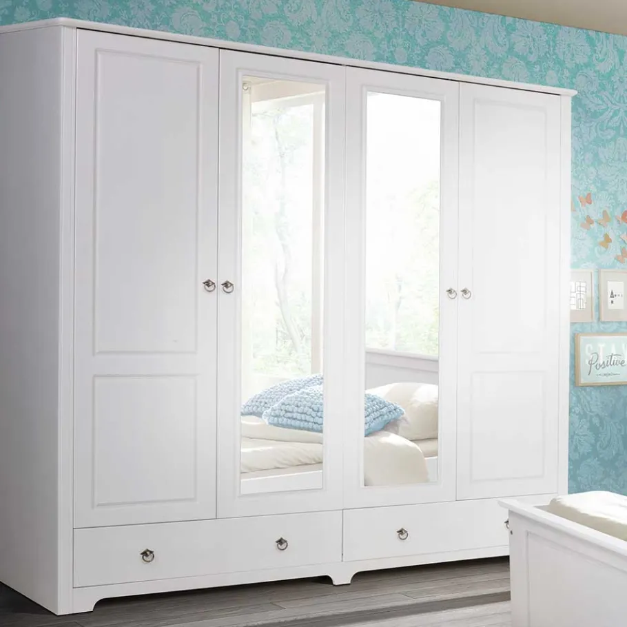 Discount Wohnen Weißes Schlafzimmer aus Holz - Velriva (vierteilig)