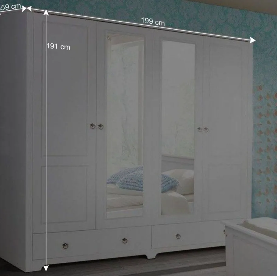 Discount Wohnen Weißes Schlafzimmer aus Holz - Velriva (vierteilig)