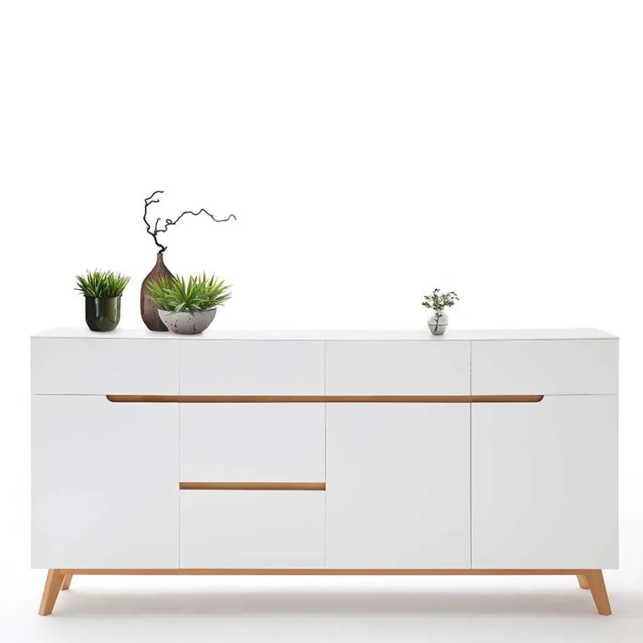 Online Wohnen Weißes Sideboard Maiky mit Griffmulden