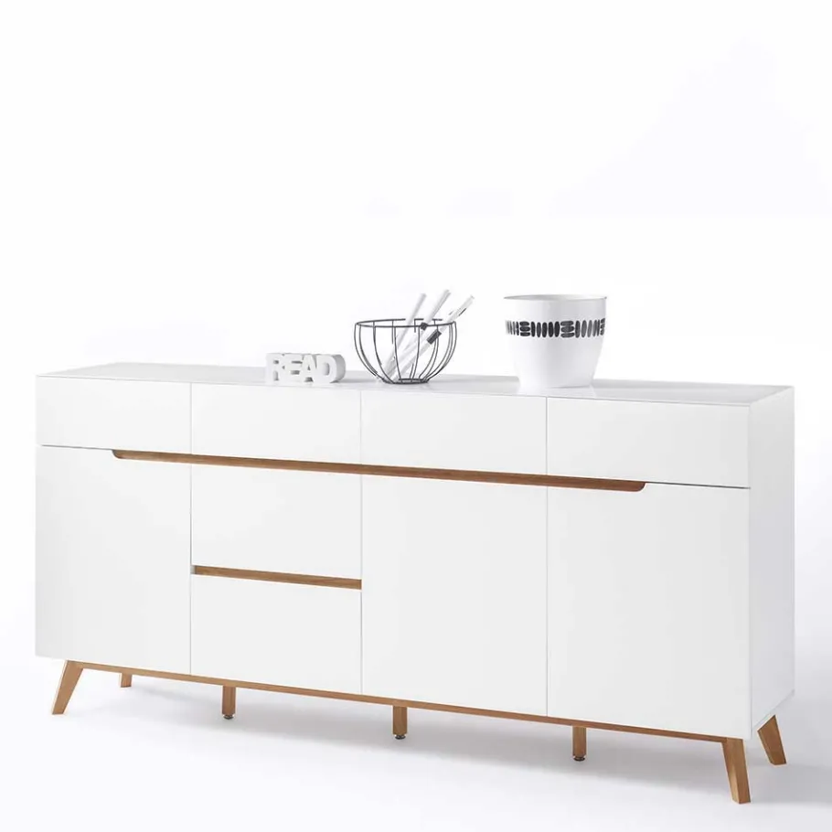 Online Wohnen Weißes Sideboard Maiky mit Griffmulden