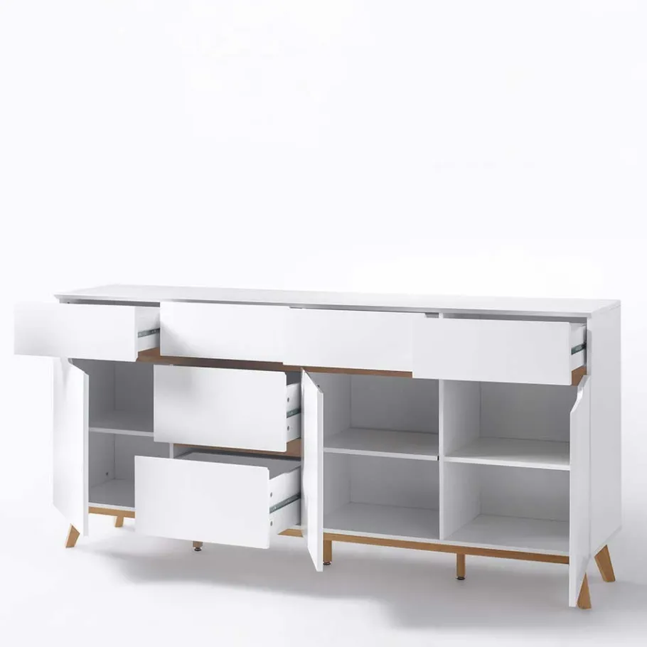 Online Wohnen Weißes Sideboard Maiky mit Griffmulden