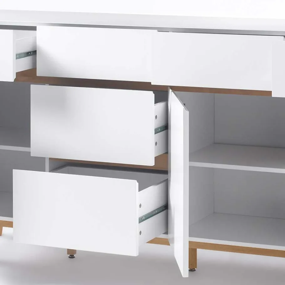 Online Wohnen Weißes Sideboard Maiky mit Griffmulden