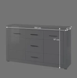 Wohnen Weißes Sideboard mit Hochglanz Front Yulis & Chrom Metallgriffen