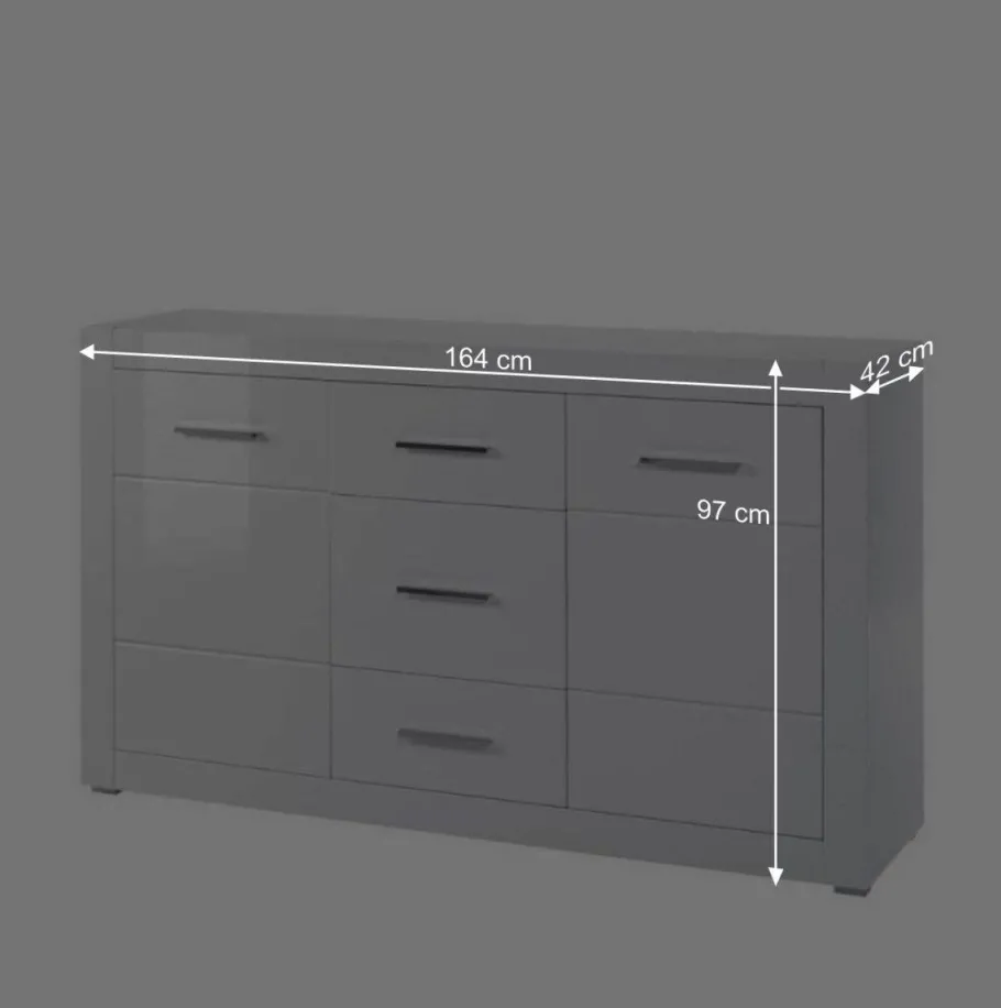 Wohnen Weißes Sideboard mit Hochglanz Front Yulis & Chrom Metallgriffen