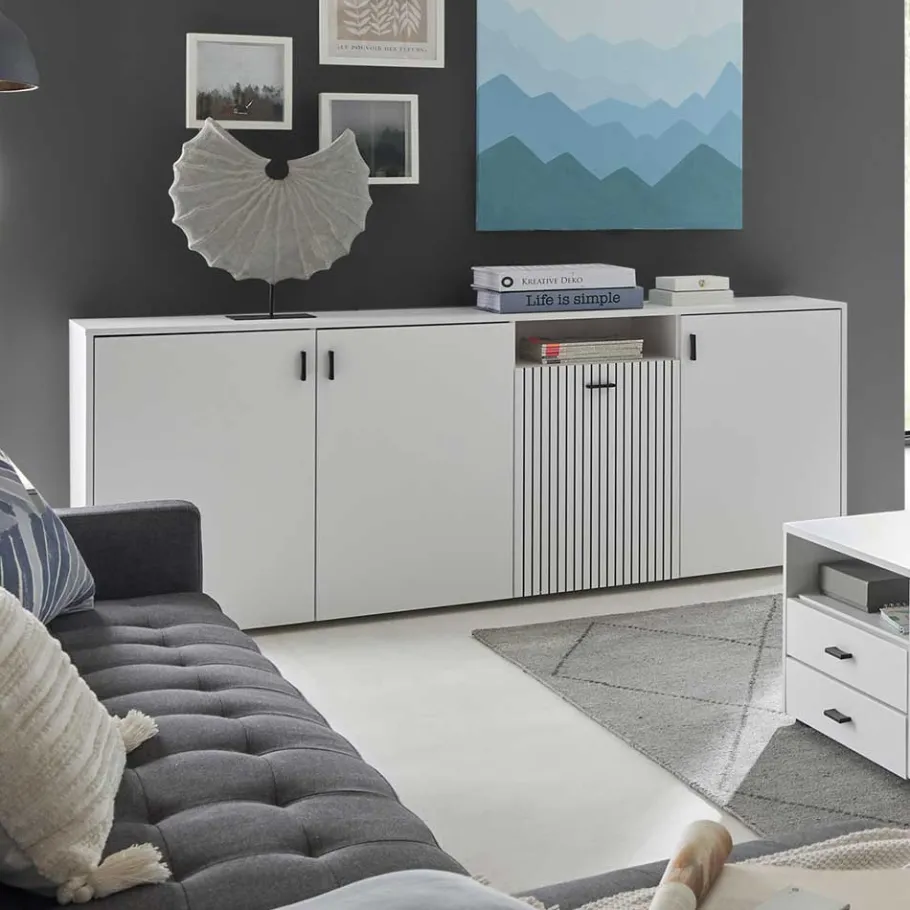 Clearance Wohnen Weißes Sideboard mit zwei Metern Breite - Dualkos