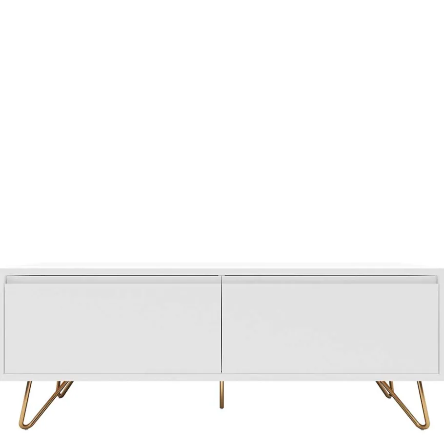 Discount Wohnen Weißes TV Lowboard mit Klappe & Schublade - Marmore
