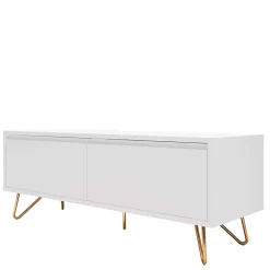 Discount Wohnen Weißes TV Lowboard mit Klappe & Schublade - Marmore