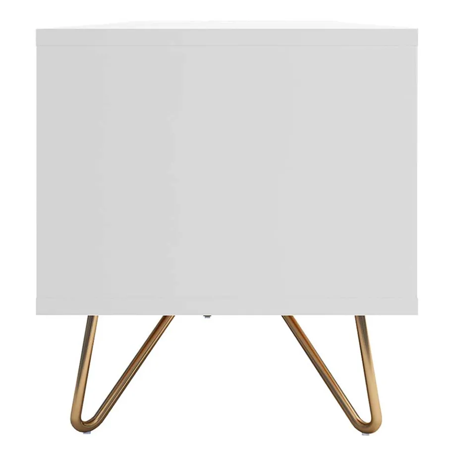 Discount Wohnen Weißes TV Lowboard mit Klappe & Schublade - Marmore