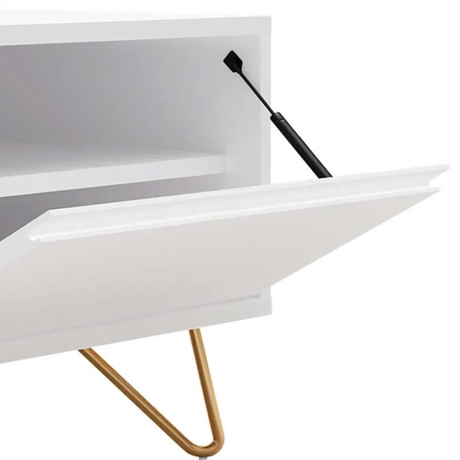 Discount Wohnen Weißes TV Lowboard mit Klappe & Schublade - Marmore