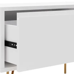 Discount Wohnen Weißes TV Lowboard mit Klappe & Schublade - Marmore
