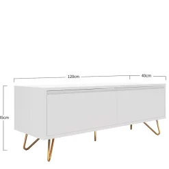 Discount Wohnen Weißes TV Lowboard mit Klappe & Schublade - Marmore