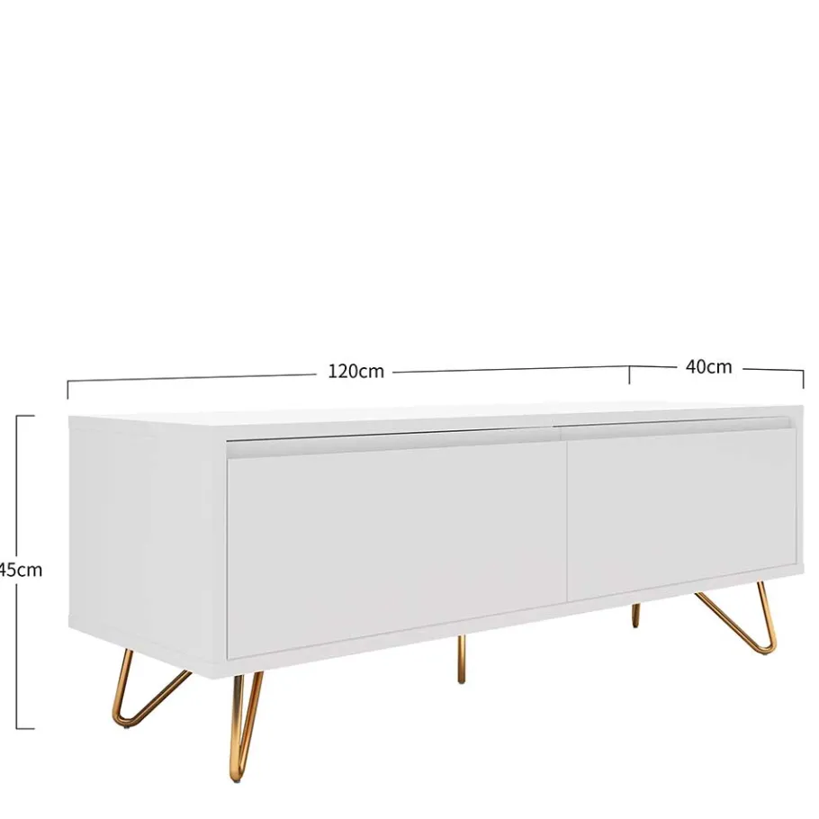 Discount Wohnen Weißes TV Lowboard mit Klappe & Schublade - Marmore