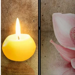 Online Wohnen Wellness Motiv Paravent Orchidee & Kerze - London